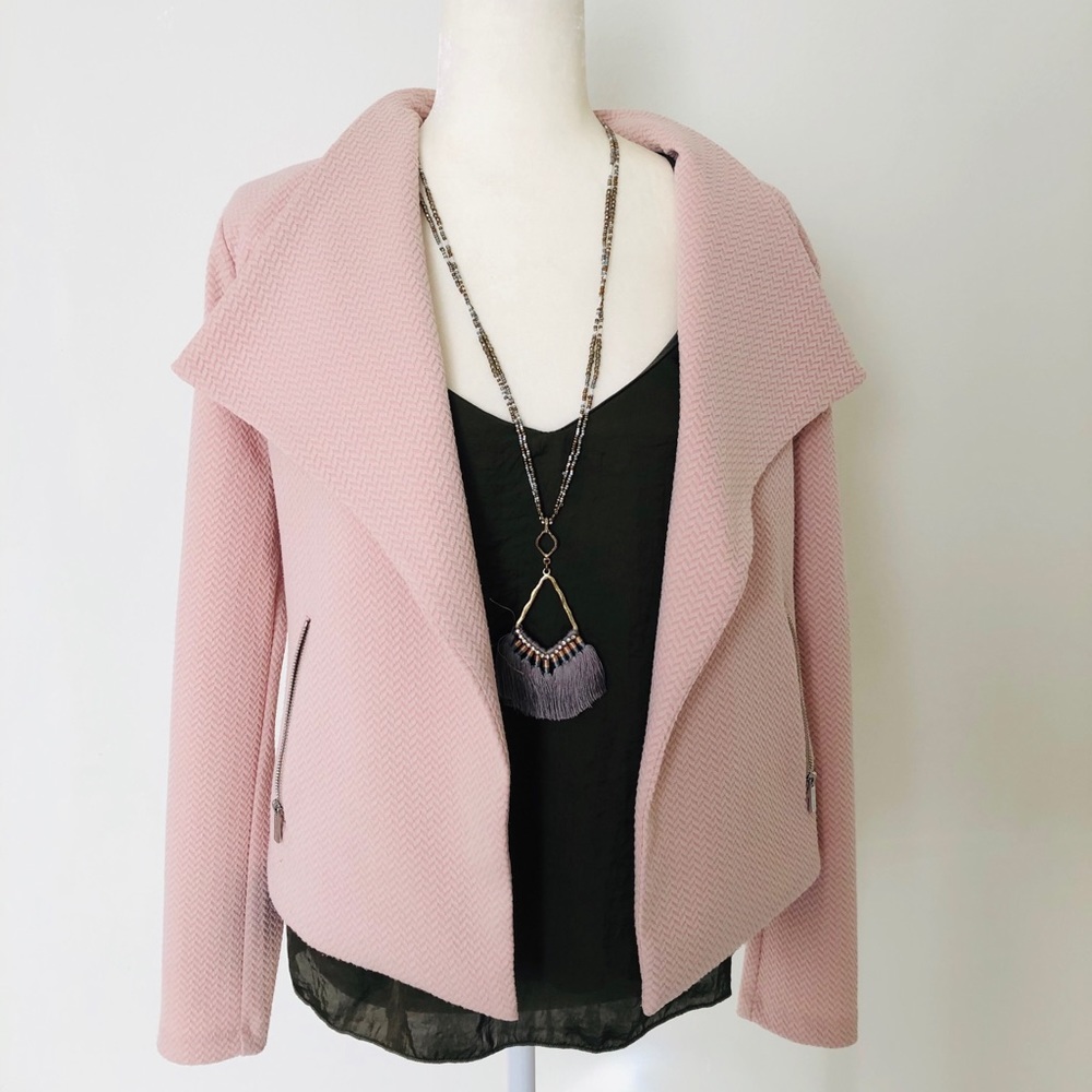 Calvin Klein blush chevron knit open front jacket